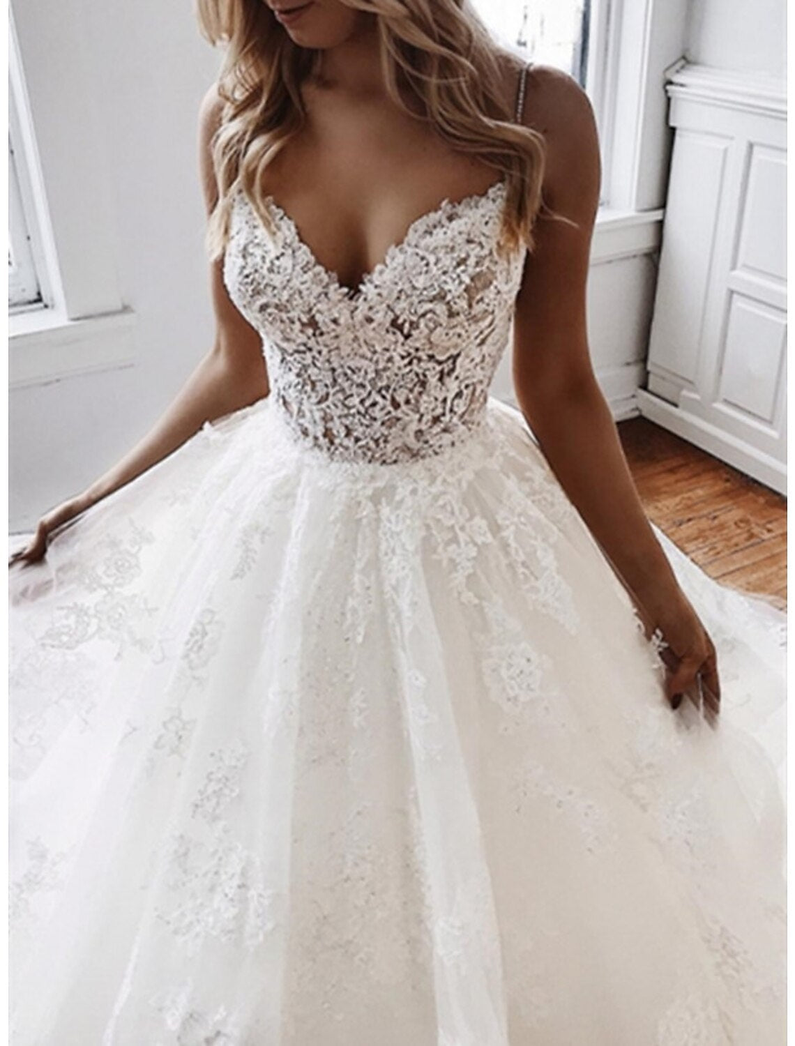 Ball Gown Sweetheart Lace Train Wedding Gown - Chloe Dress