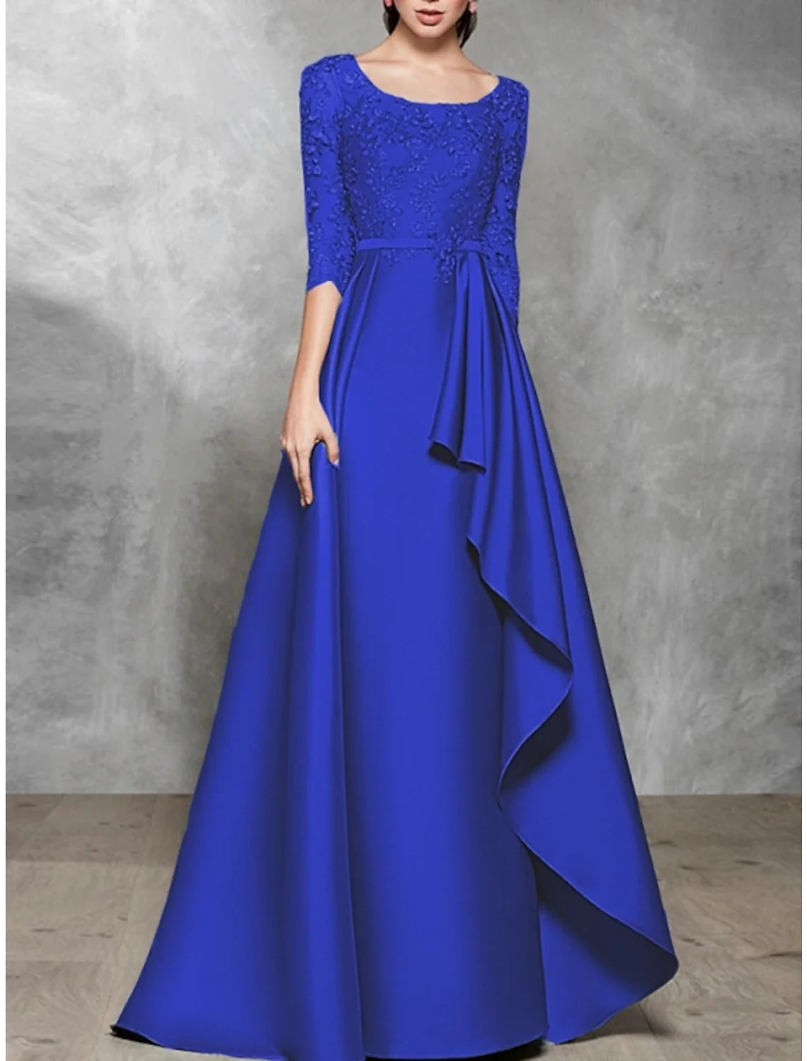 Black A-Line Satin Pleated Floor-Length Evening Gown - Chloe Dress