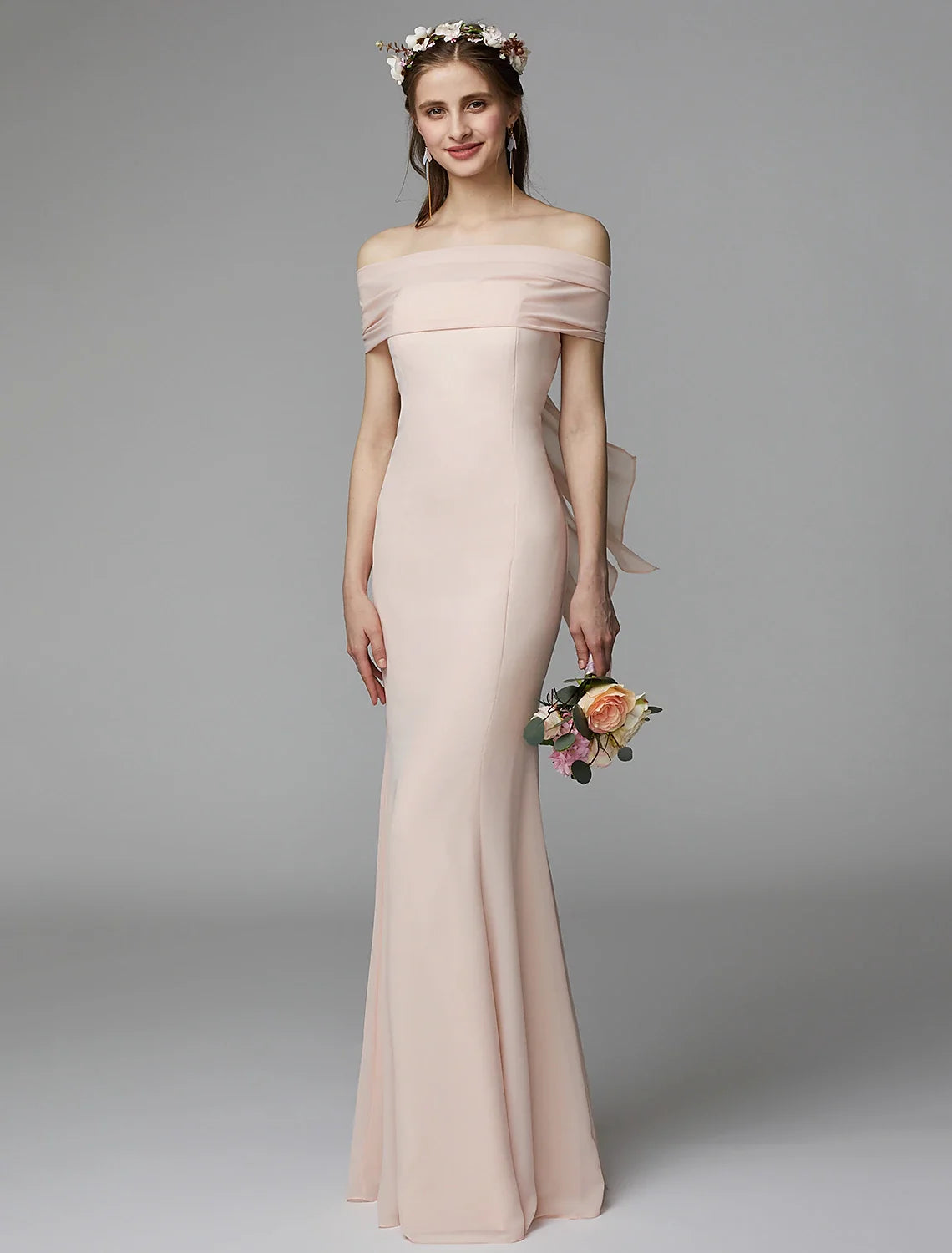 Mermaid Strapless Chiffon Sleeveless Backless Pleated Floor-Length Wedding Dress - Chloe Dress