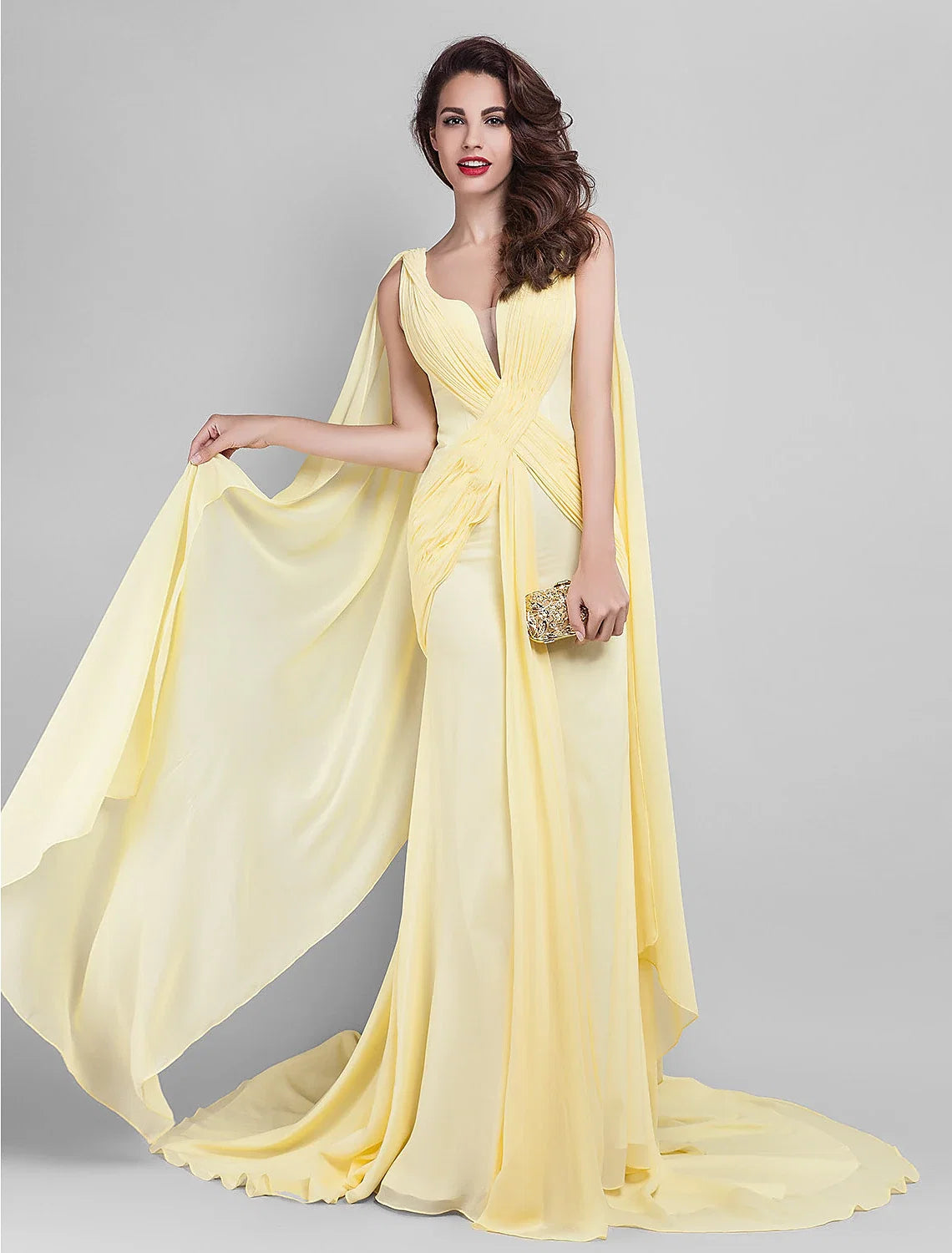 Sheath Plunging Sleeveless Train Prom Dress - Chloe Dress
