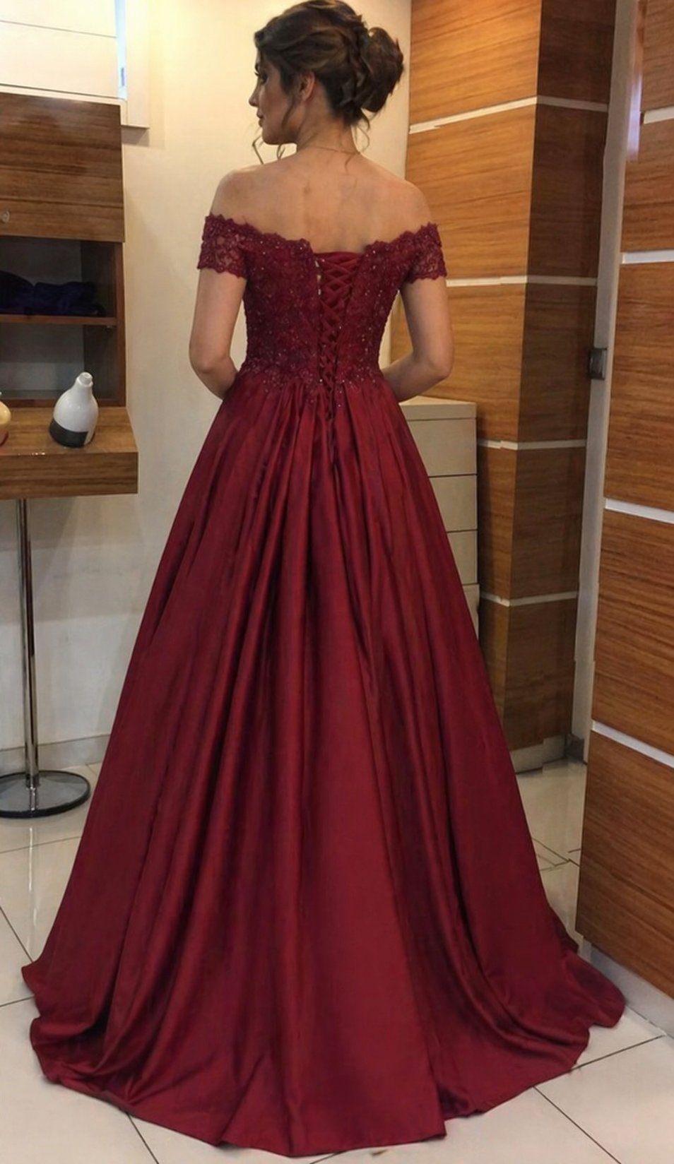 A-Line Strapless Jersey Short Sleeve Applique Floor-Length Evening Dress - Chloe Dress