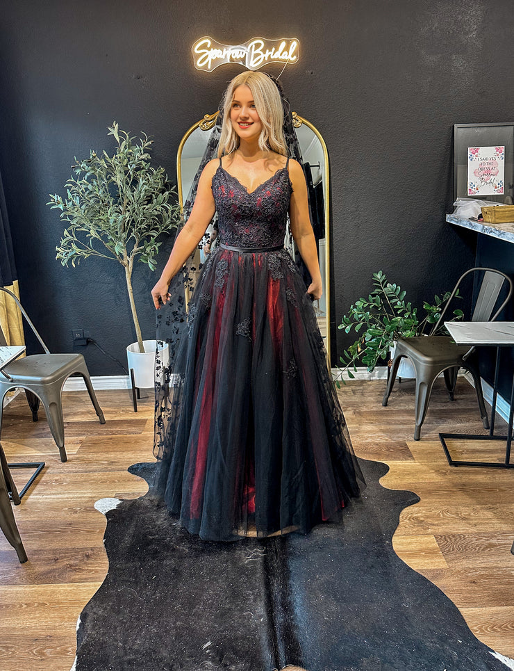 Black A-Line Lace-Up Back Evening Dress - Chloe Dress