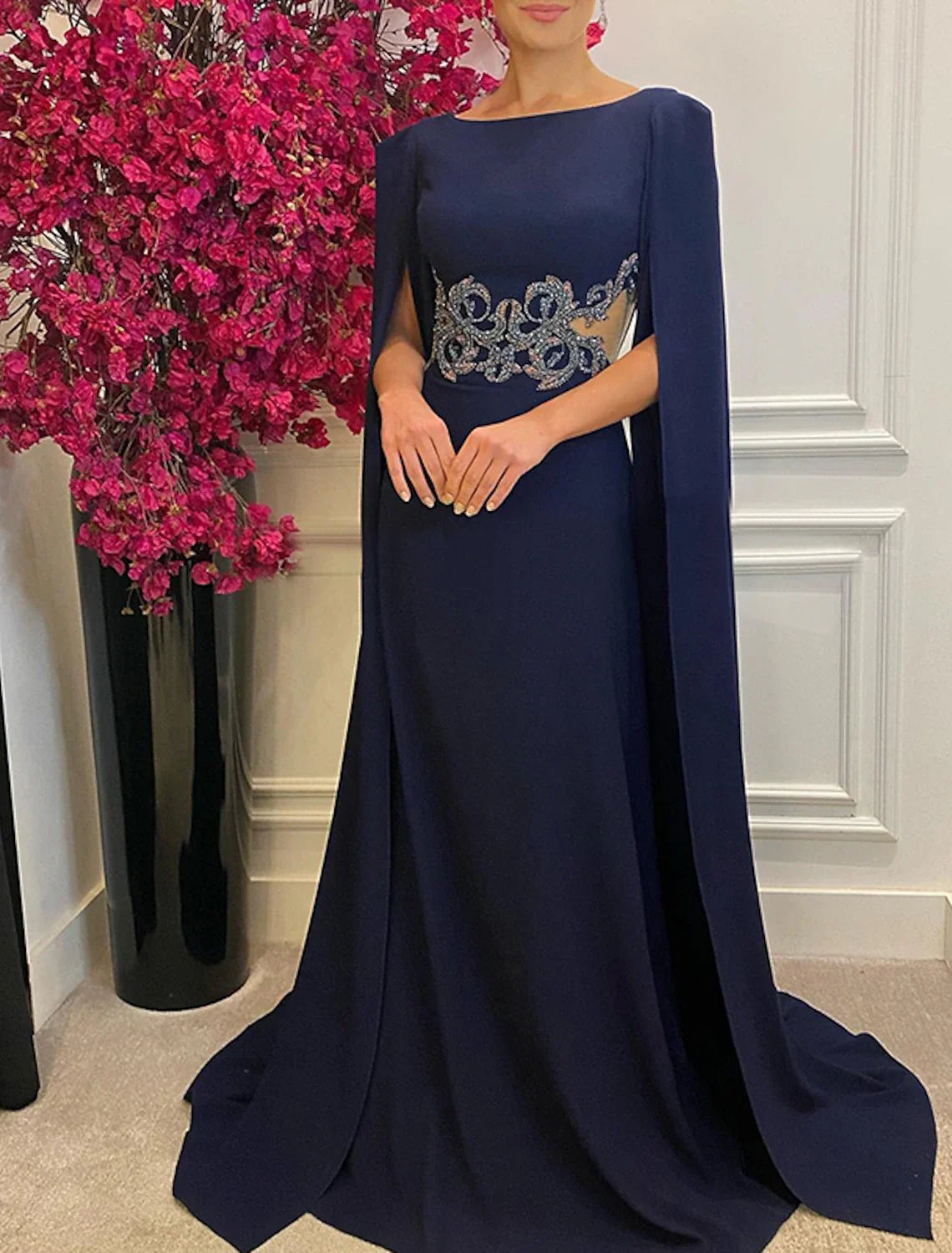 A-Line Chiffon Sleeveless Train Evening Gown - Chloe Dress