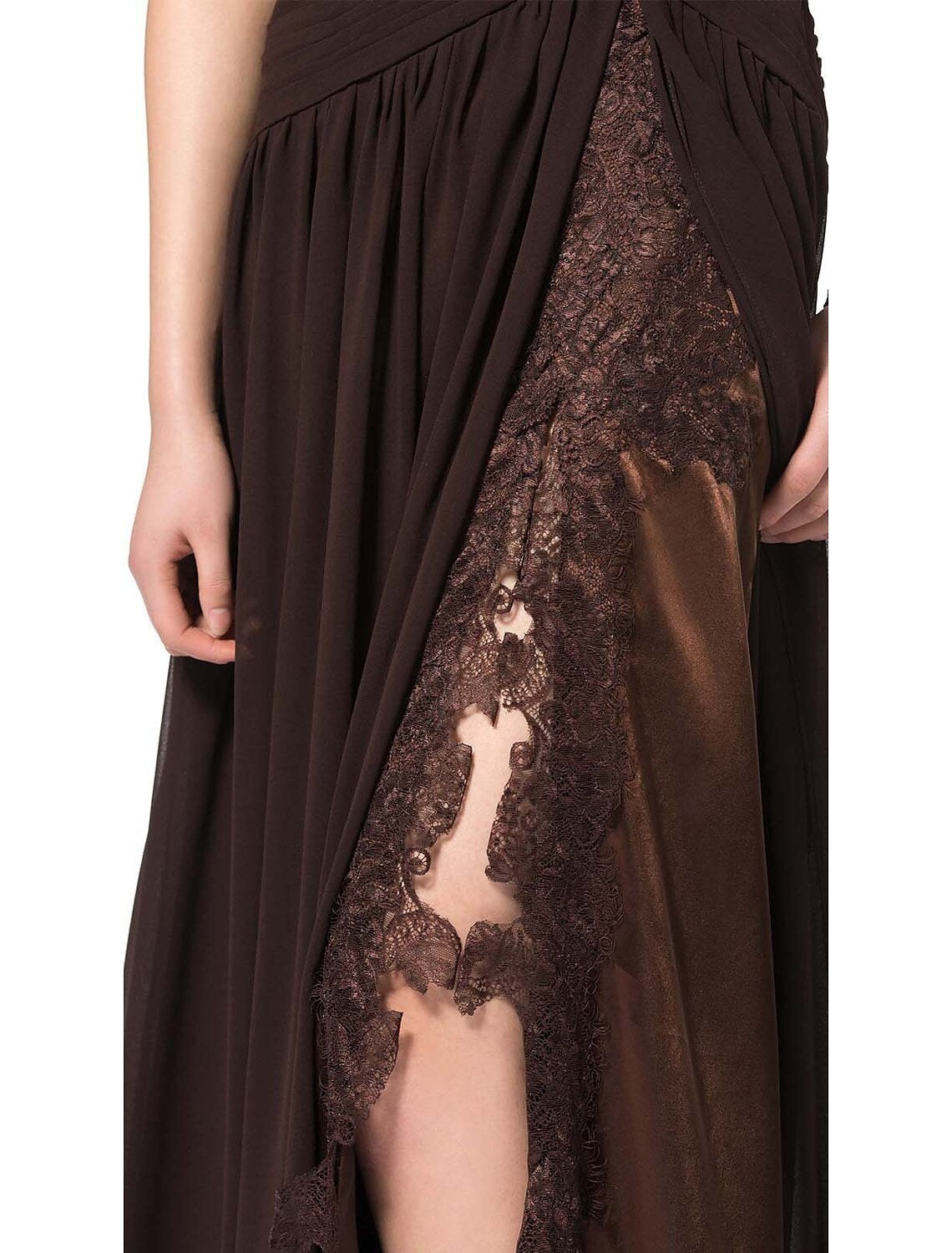 A-Line One-Shoulder Chiffon Sleeveless Backless High Slit Floor-Length Evening Dress - Chloe Dress