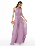 Sheath Chiffon Sleeveless Pleated Floor-Length Wedding Dress - Chloe Dress