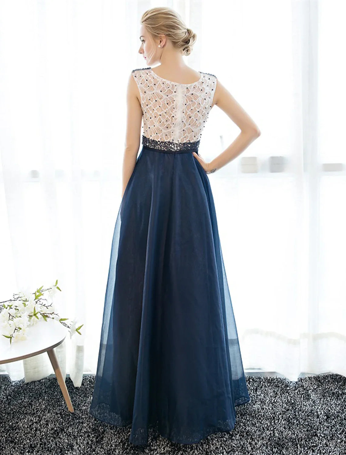 A-Line Illusion Tulle Sleeveless Floor-Length Prom Dress - Chloe Dress