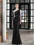 Mermaid One-Shoulder Satin Sleeveless Floor-Length Evening Gown - Chloe Dress
