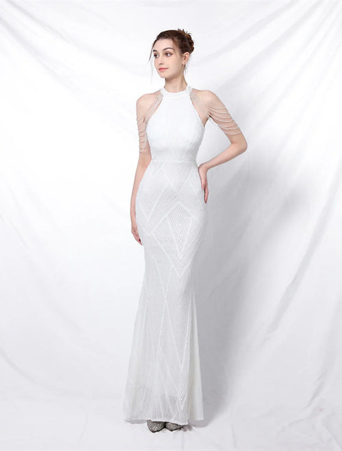 Mermaid Halter Sequin Sleeveless Floor-Length Prom Dress - Chloe Dress