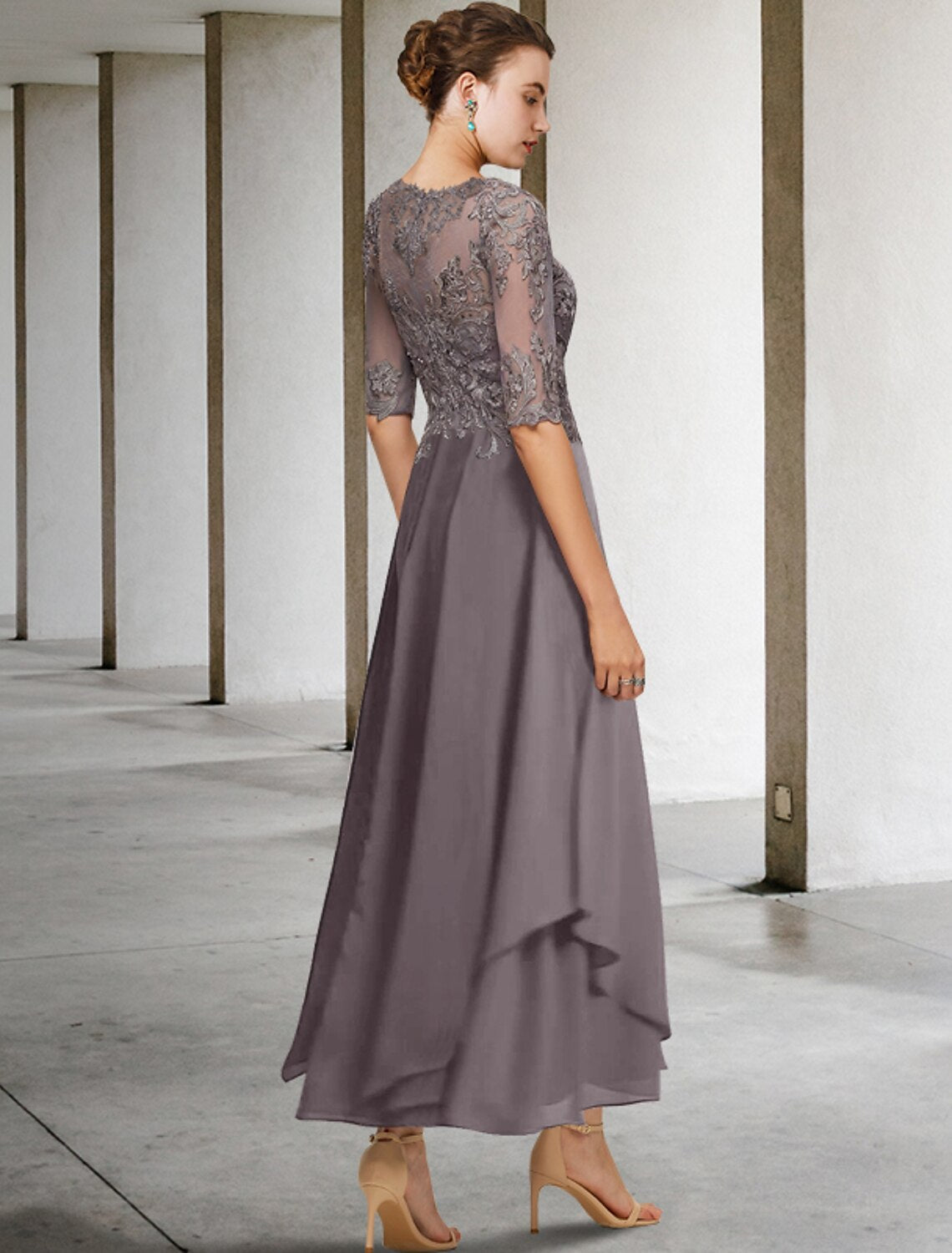 A-Line Chiffon Asymmetric Ankle-Length Wedding Dress - Chloe Dress