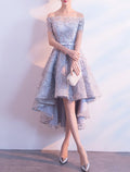 A-Line Off-Shoulder Tulle Short Sleeve Pleated Mini Wedding Dress - Chloe Dress