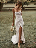 Sheath Spaghetti Strap Train Wedding Gown - Chloe Dress