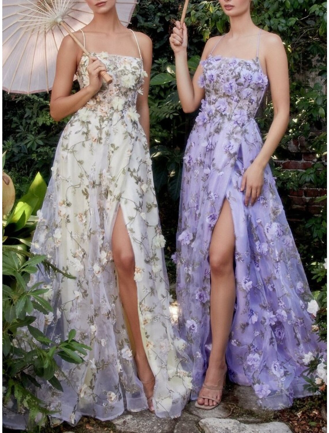 Sheath Spaghetti Strap Lace Sleeveless Backless High Slit Prom Dress - Chloe Dress
