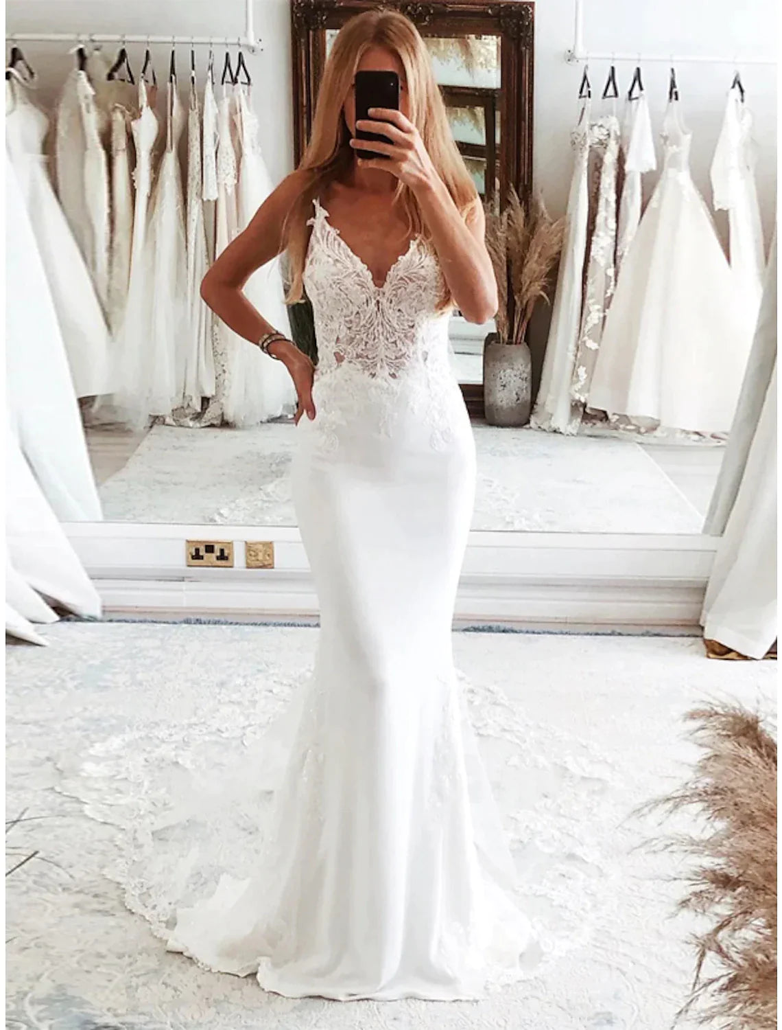 Mermaid Tulle Sleeveless Train Wedding Gown - Chloe Dress