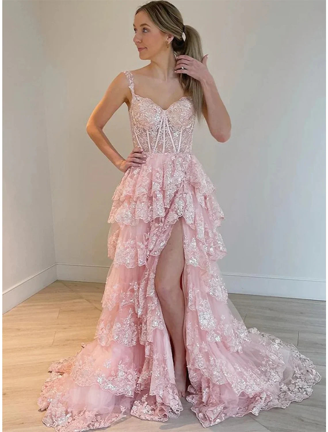 Mermaid Off-Shoulder Tulle Sleeveless Lace-Up Back High Slit Evening Dress - Chloe Dress