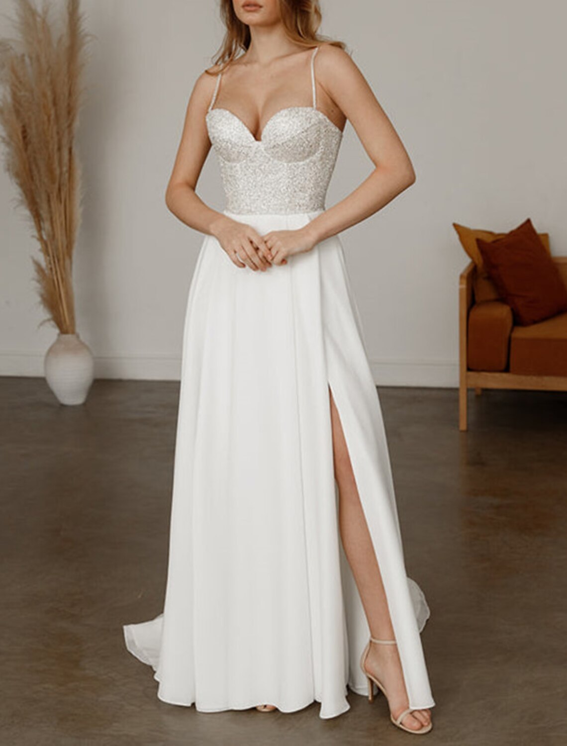 A-Line Spaghetti Strap Tulle Sleeveless Train Prom Dress - Chloe Dress