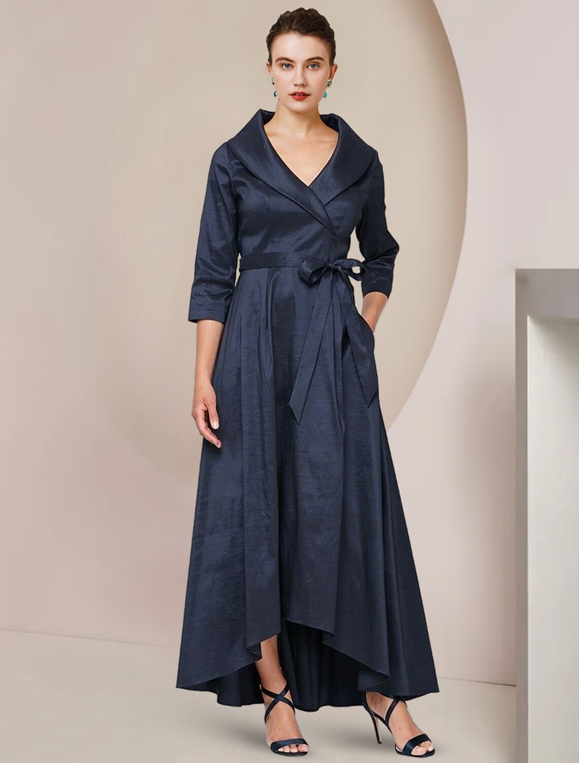 A-Line Short Sleeve Asymmetric Mini Wedding Dress - Chloe Dress