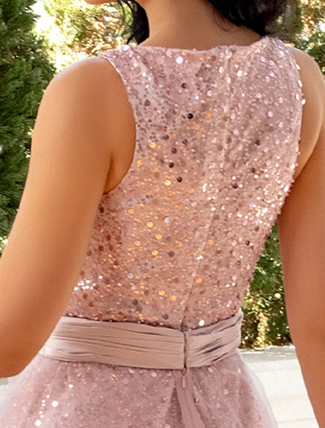 Sheath V-Neck Tulle Sleeveless Tea-Length Cocktail Dress - Chloe Dress