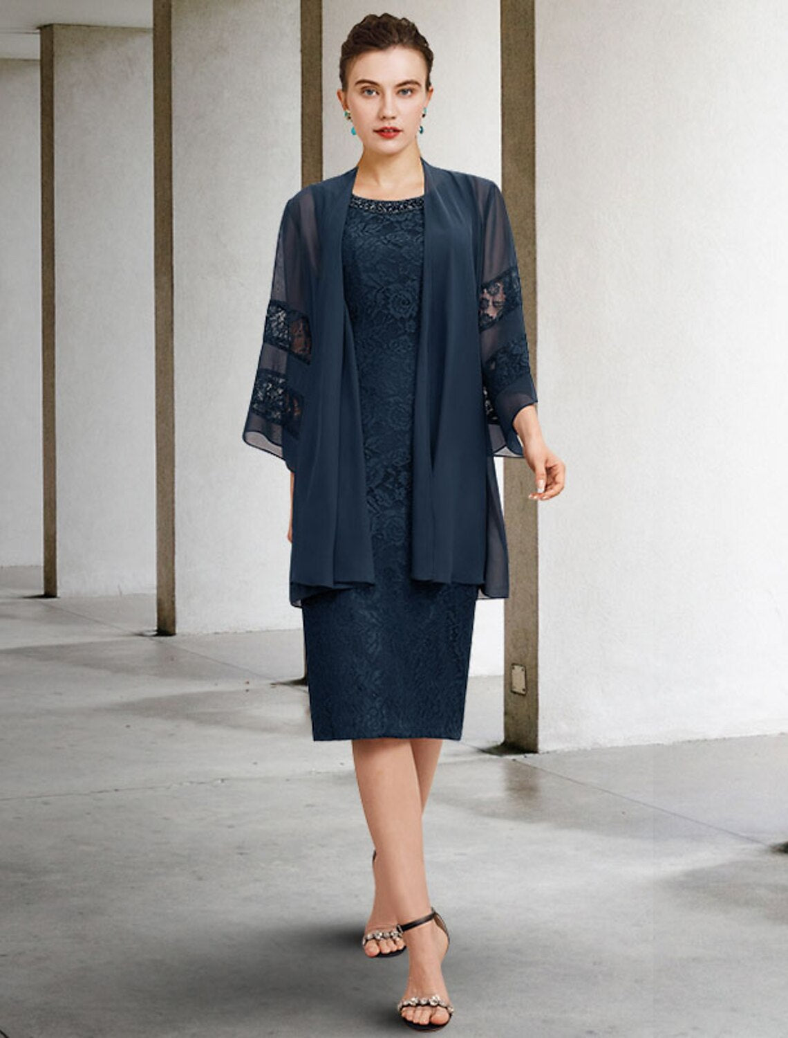 Sheath Chiffon Sleeveless Applique Knee-Length Wedding Dress - Chloe Dress