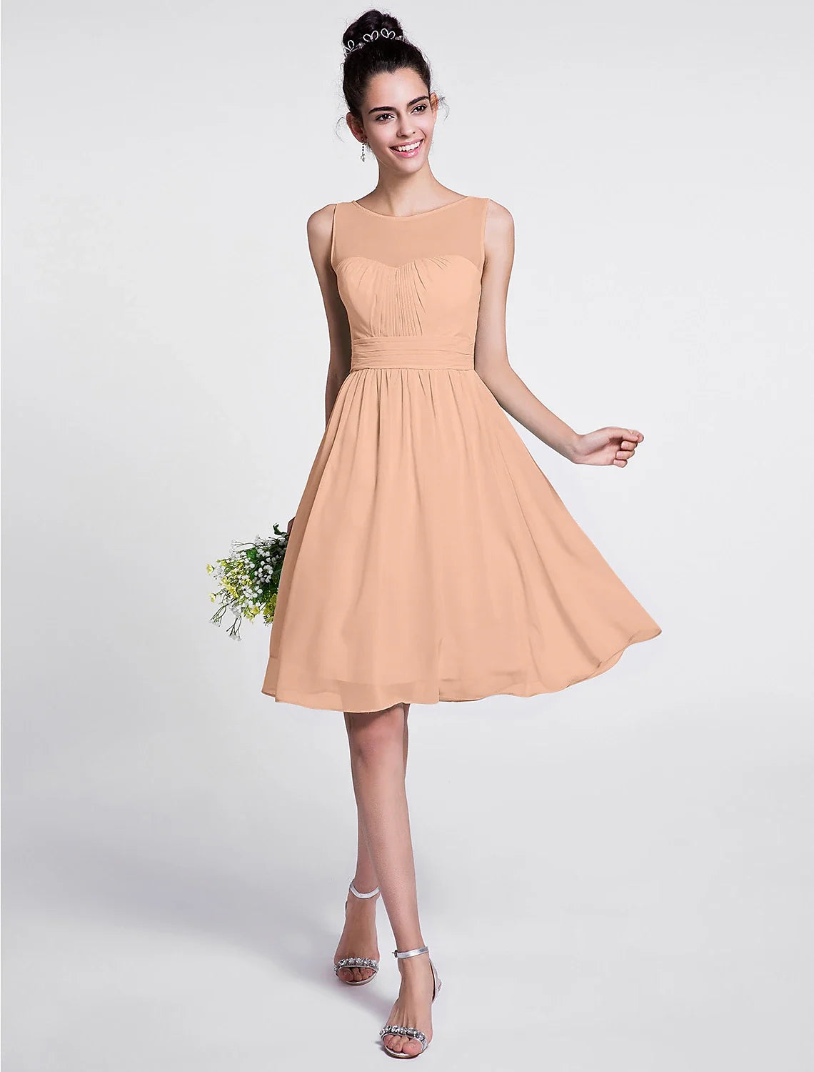A-Line Chiffon Sleeveless Knee-Length Wedding Dress - Chloe Dress