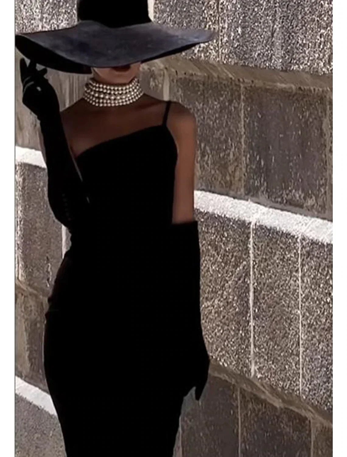 Black Sheath One-Shoulder Sleeveless Tea-Length Cocktail Dress - Chloe Dress