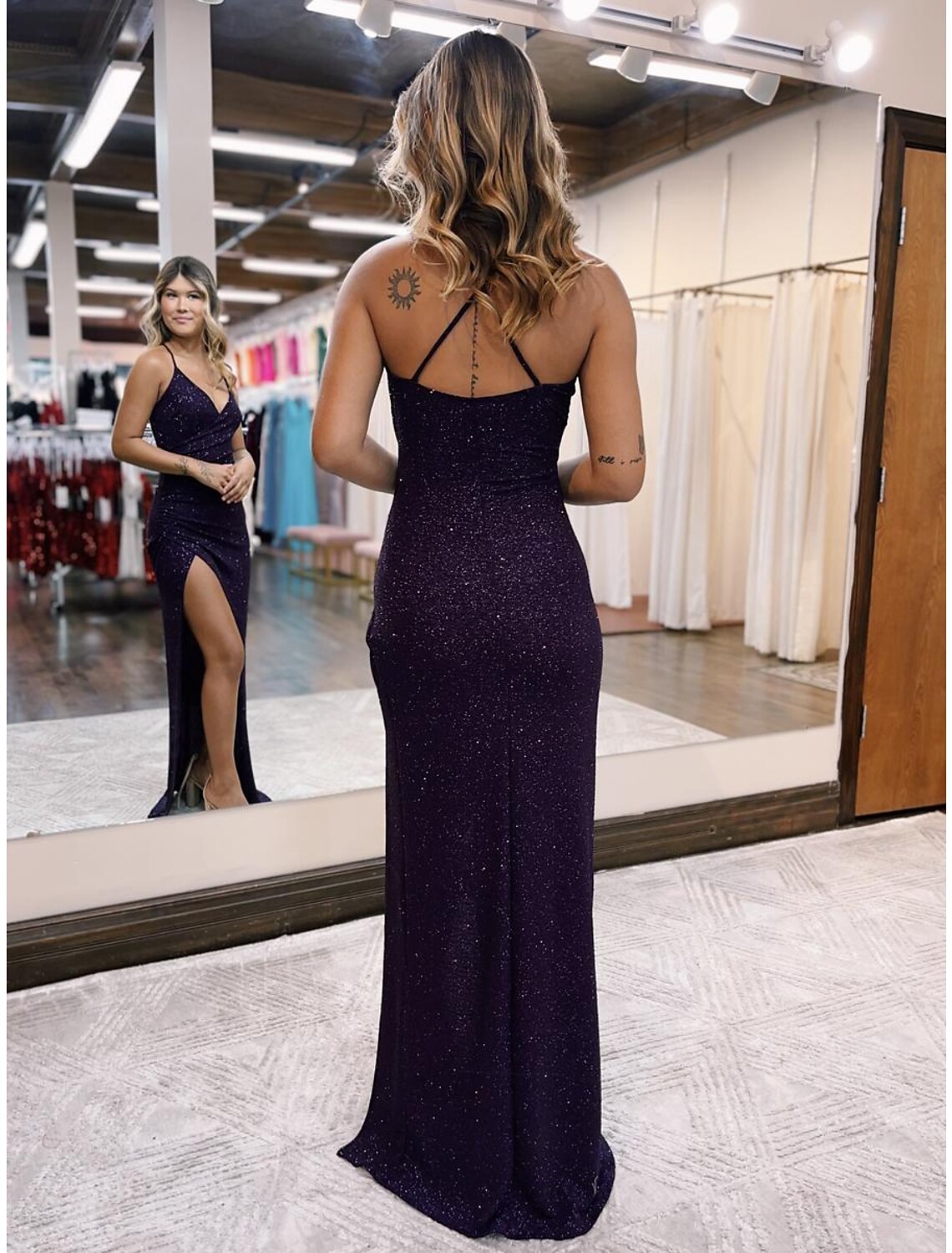 Mermaid V-Neck Satin Sleeveless Backless Floor-Length Prom Dress - Chloe Dress