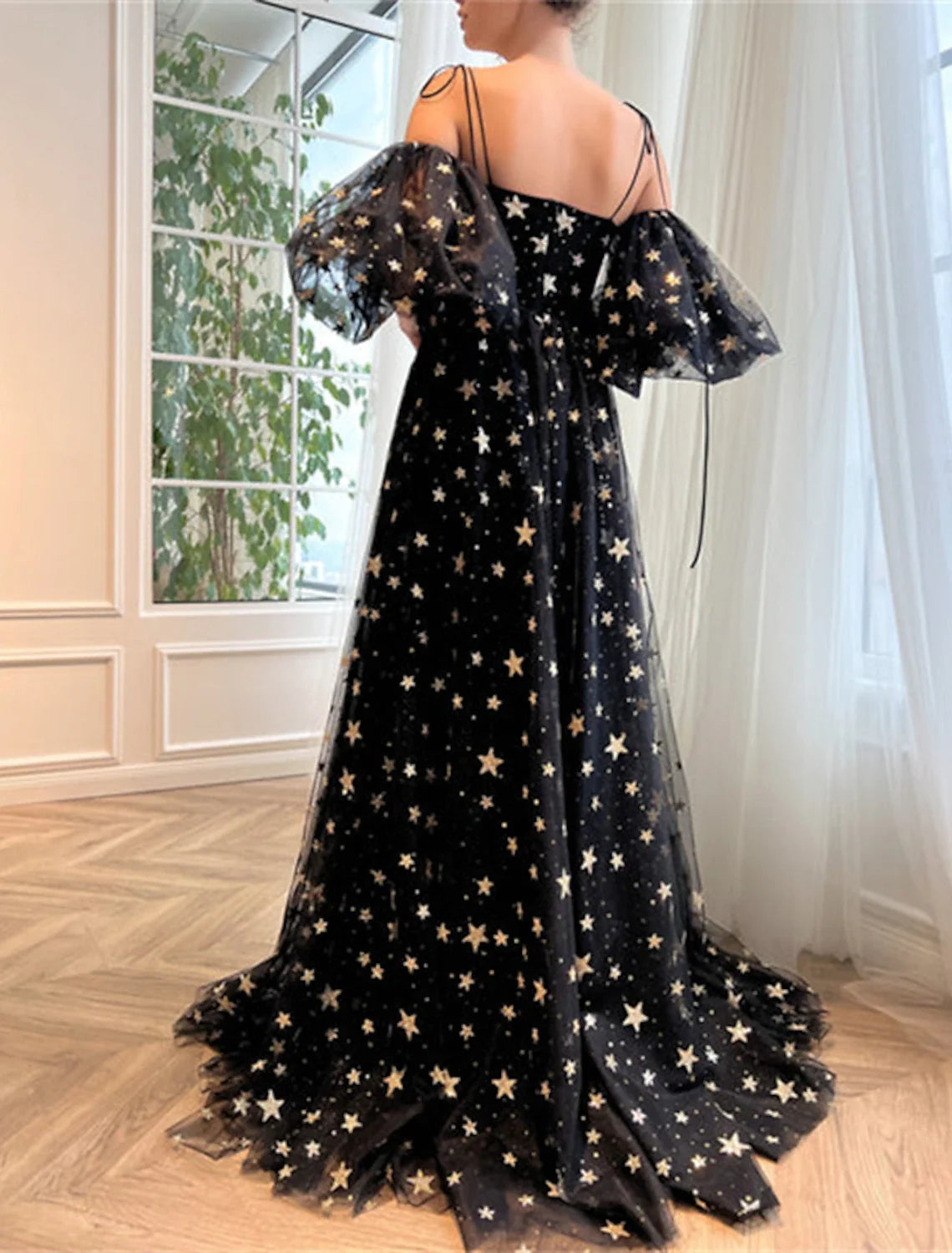 A-Line Off-Shoulder Tulle High Slit Prom Dress - Chloe Dress