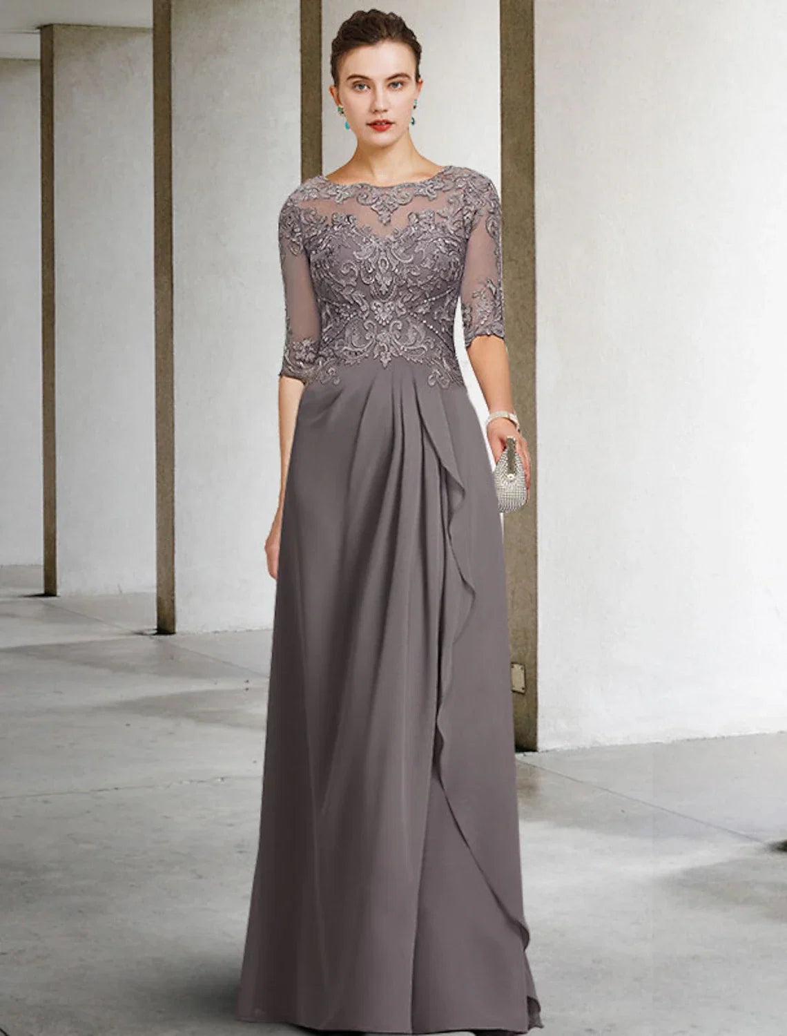 A-Line Chiffon Pleated Floor-Length Dress - Chloe Dress