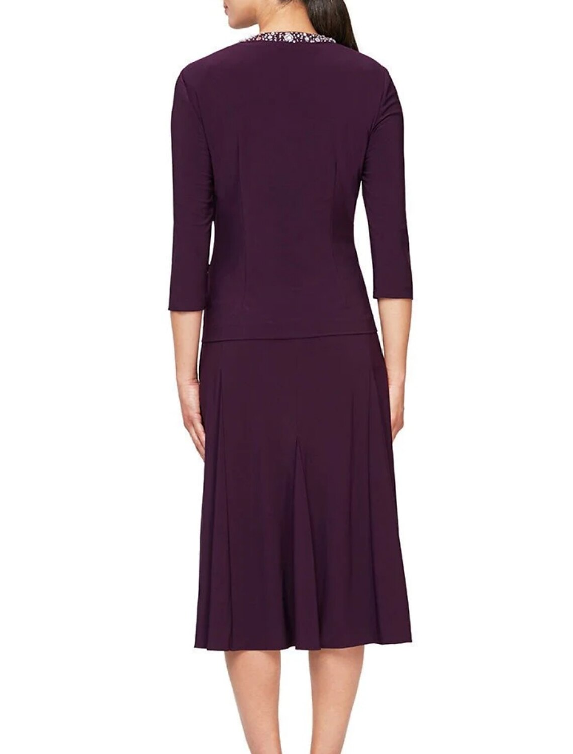 A-Line Three-Quarter Sleeve Pleated Knee-Length Wedding Dress - Chloe Dress