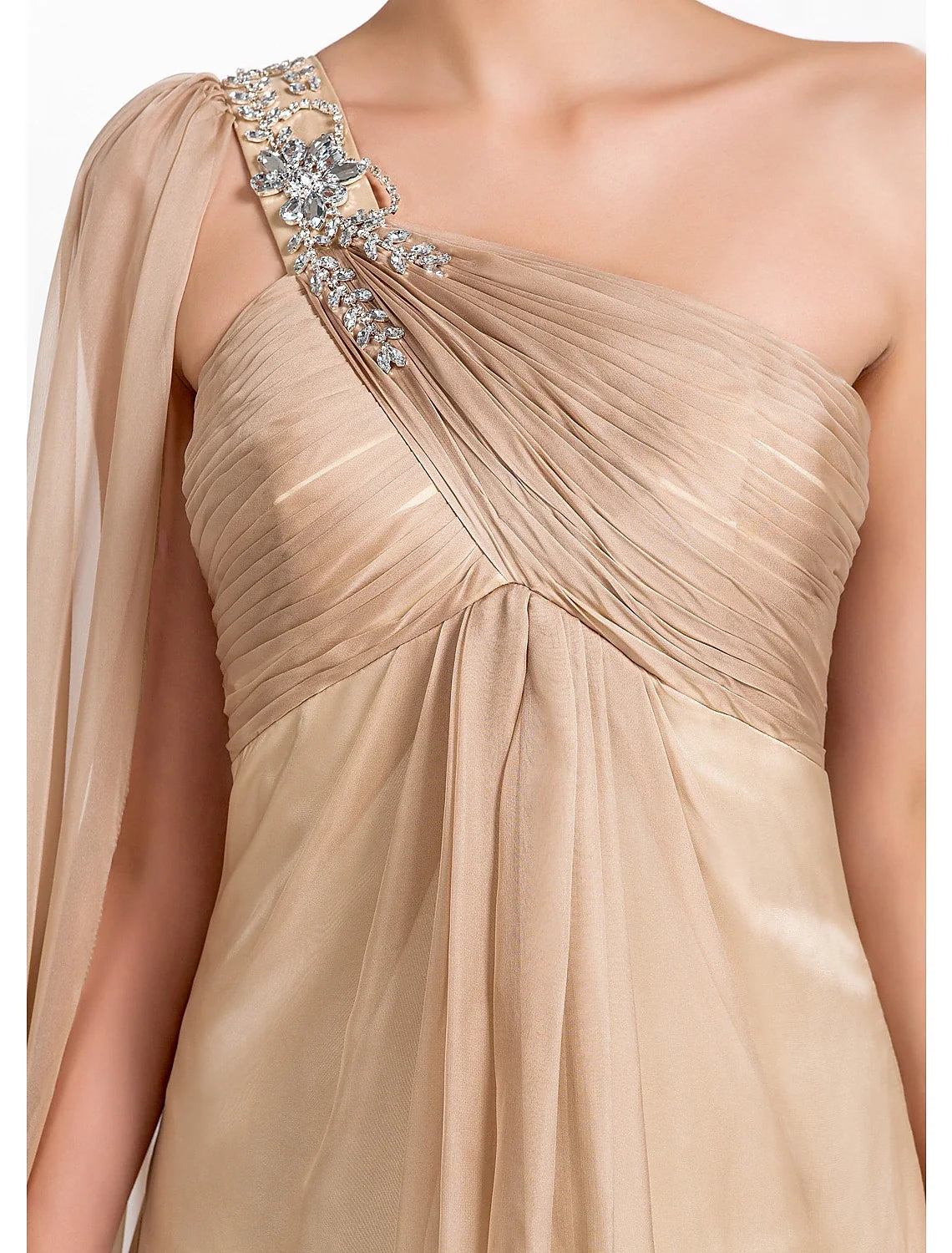 Black Sheath One-Shoulder Chiffon Sleeveless Floor-Length Evening Dress - Chloe Dress