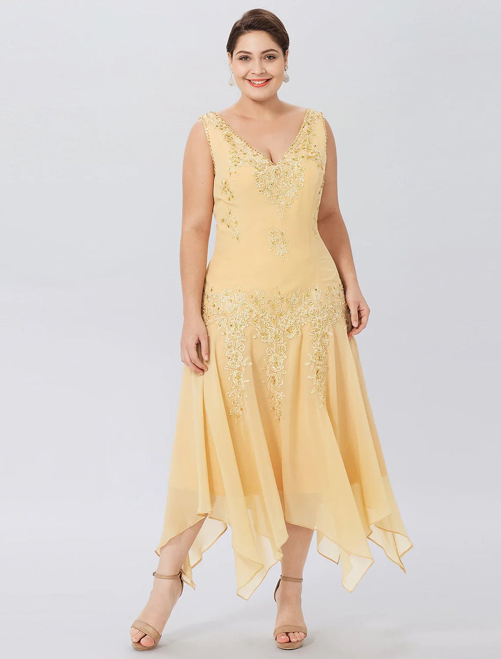 A-Line V-Neck Chiffon Long Sleeve Wrap Formal Dress - Chloe Dress