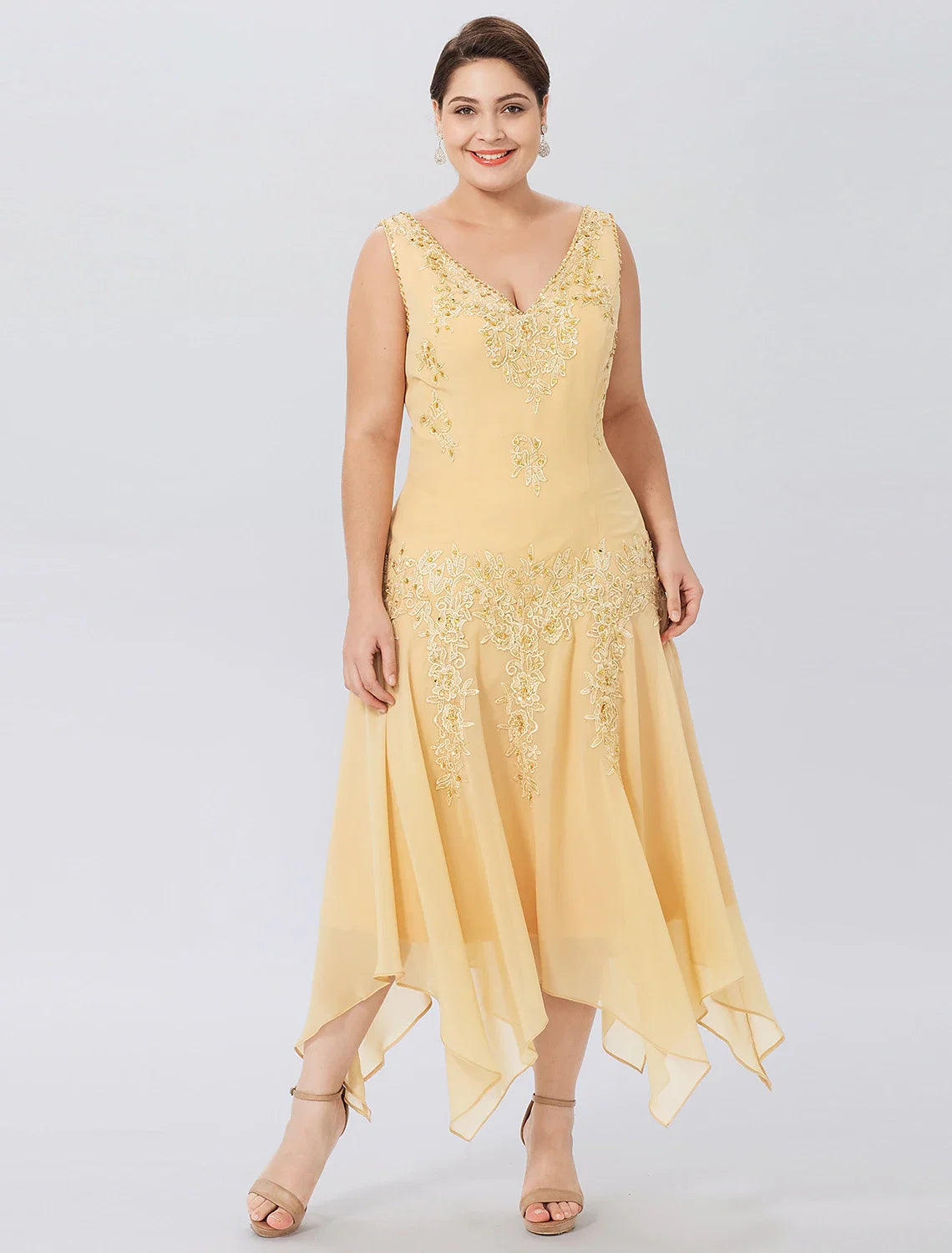 A-Line V-Neck Chiffon Long Sleeve Wrap Formal Dress - Chloe Dress