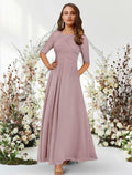A-Line Chiffon Pleated Floor-Length Evening Gown - Chloe Dress