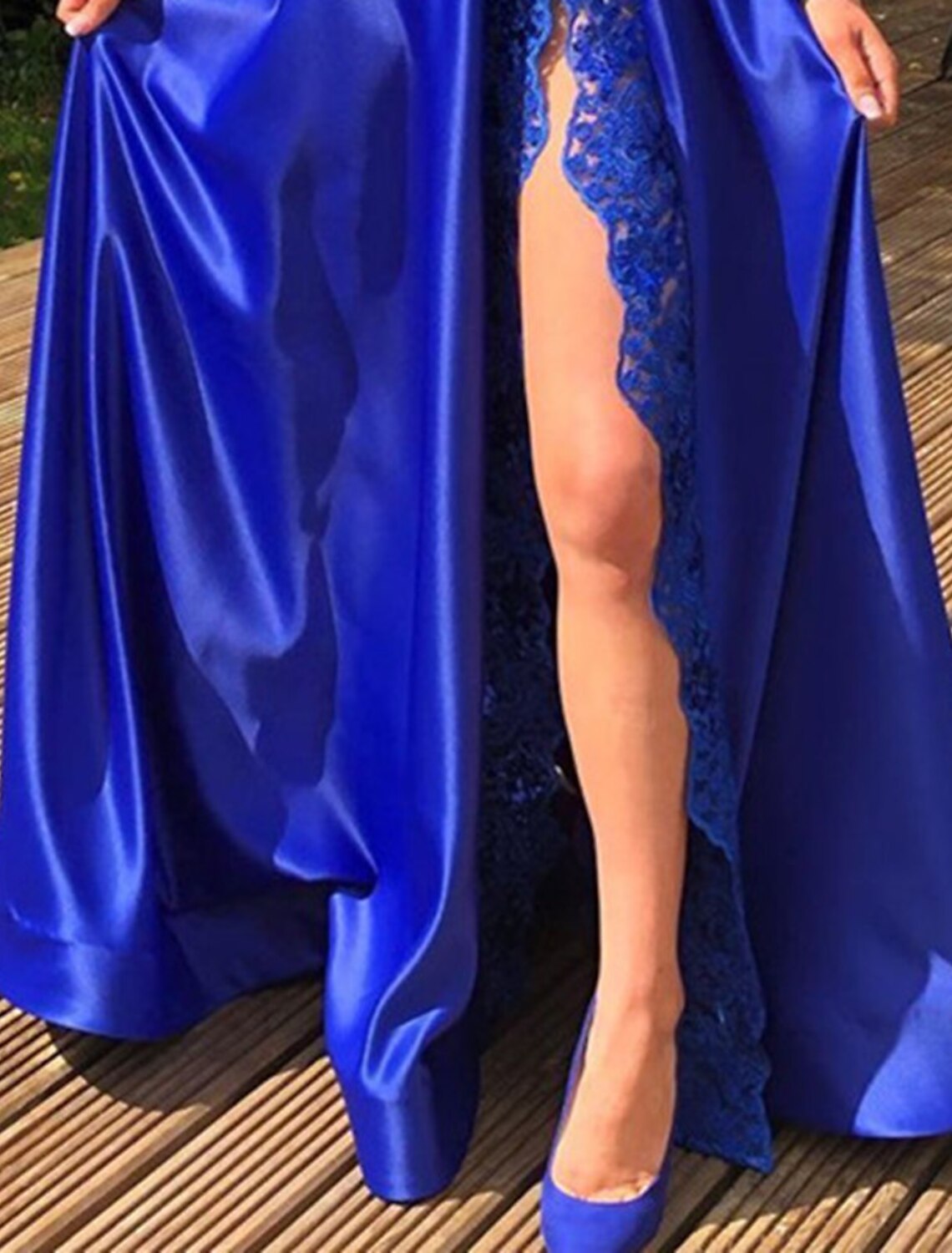 A-Line One-Shoulder Long Sleeve High Slit Floor-Length Prom Dress - Chloe Dress