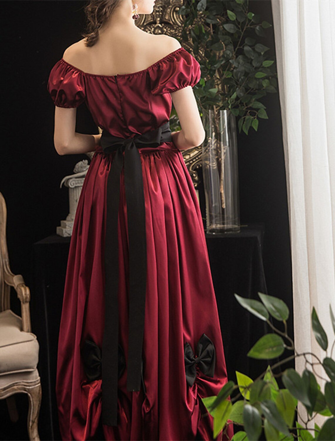 Ball Gown Off-Shoulder Polyester Short Sleeve Pleated Floor-Length Party Gown - Chloe Dress