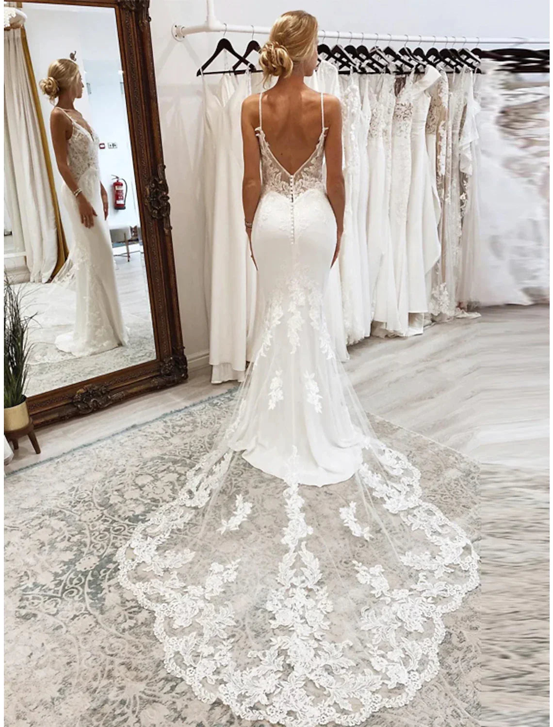 Mermaid Tulle Sleeveless Train Wedding Gown - Chloe Dress