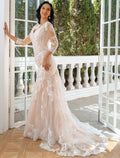 Mermaid Sweetheart Lace Long Sleeve Train Wedding Gown - Chloe Dress