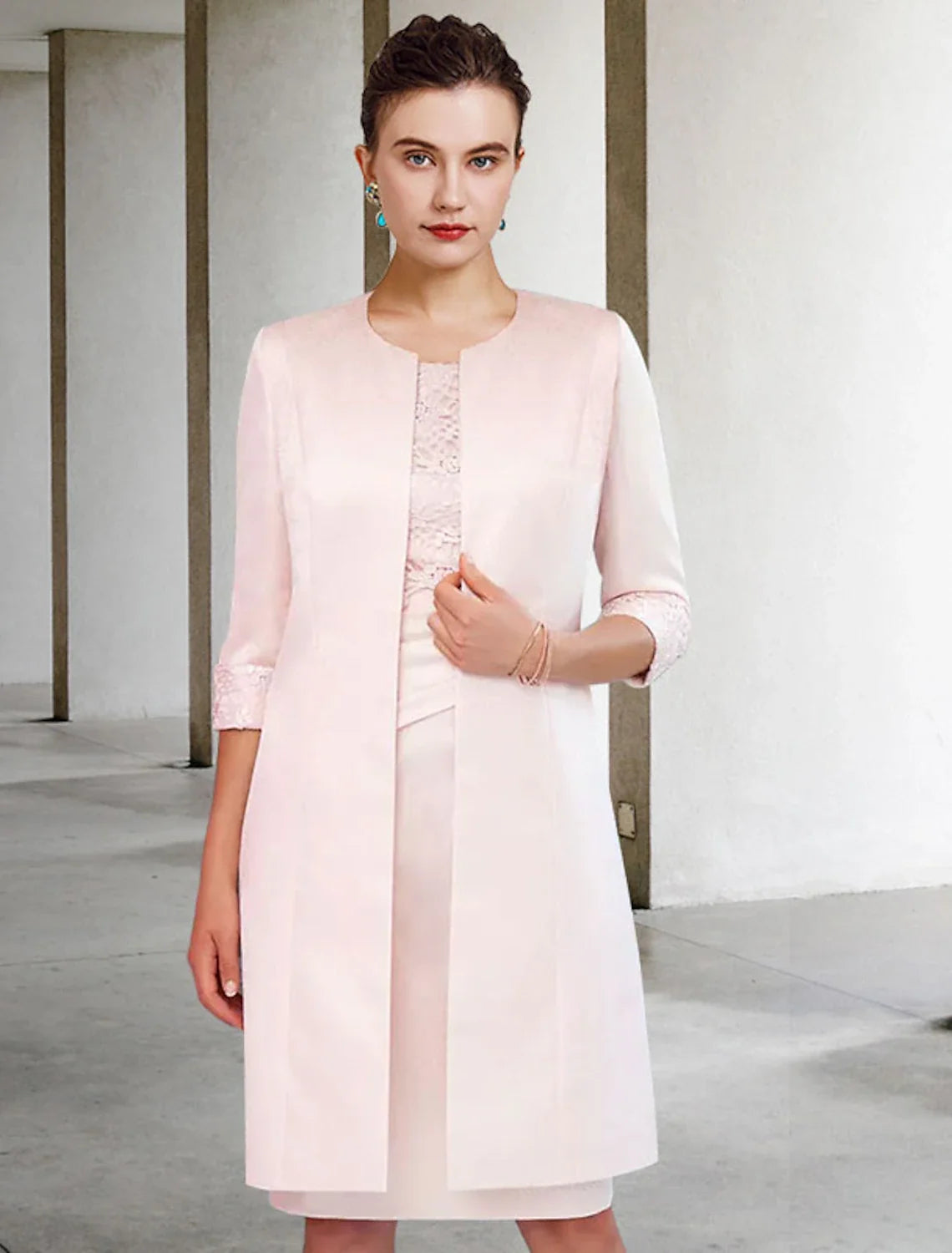Sheath Satin Draped Knee-Length Dress - Chloe Dress