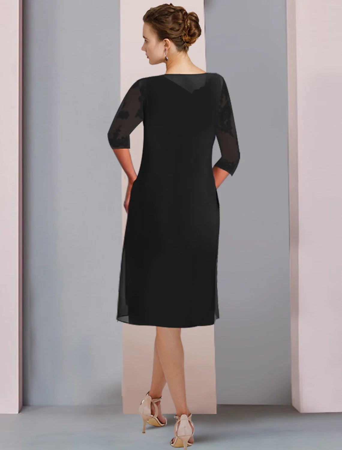A-Line Chiffon Wrap Knee-Length Wedding Dress - Chloe Dress