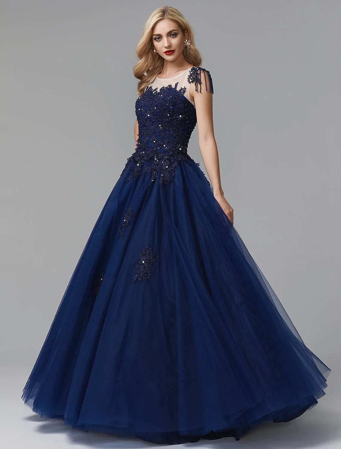 Ball Gown Off-Shoulder Satin Long Sleeve Train Prom Gown - Chloe Dress