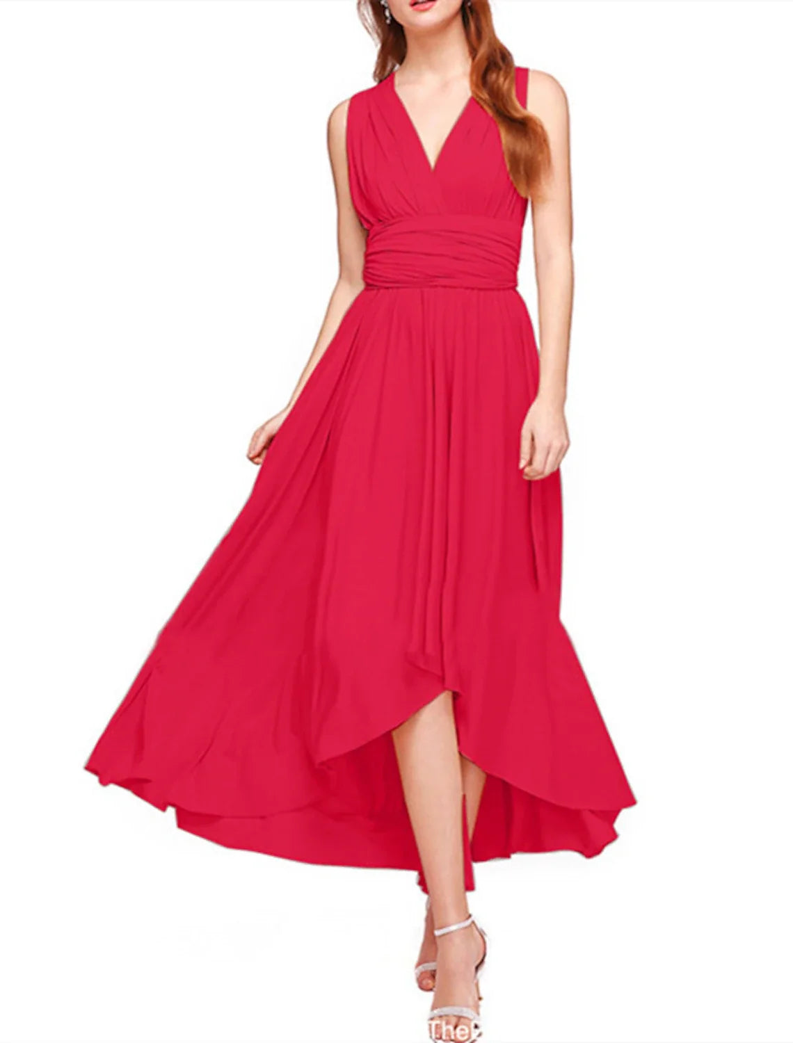 A-Line V-Neck Sleeveless Pleated Wedding Dress - Chloe Dress
