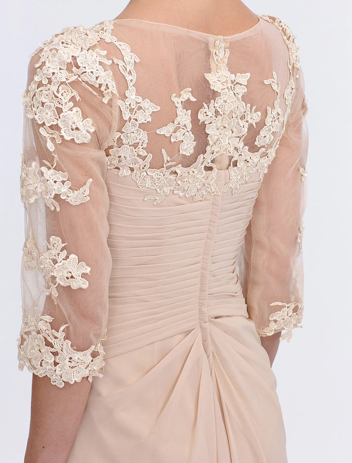 A-Line V-Neck Chiffon Applique Floor-Length Wedding Dress - Chloe Dress