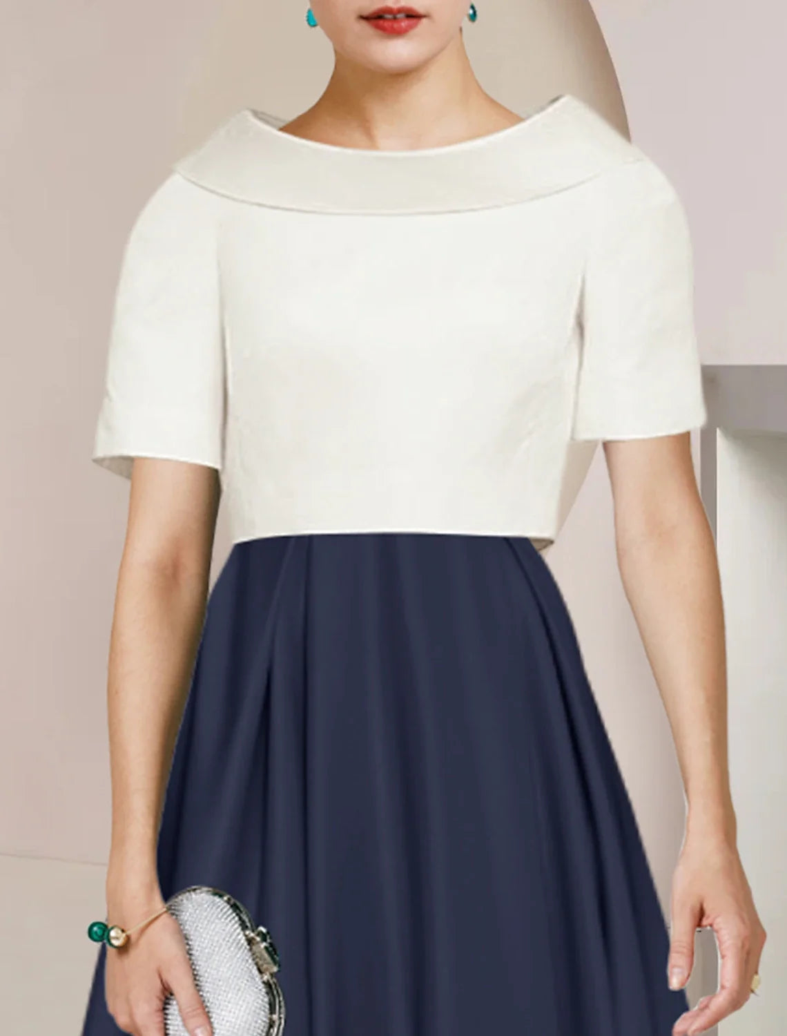 A-Line Satin Short Sleeve Pleated Mini Wedding Dress - Chloe Dress