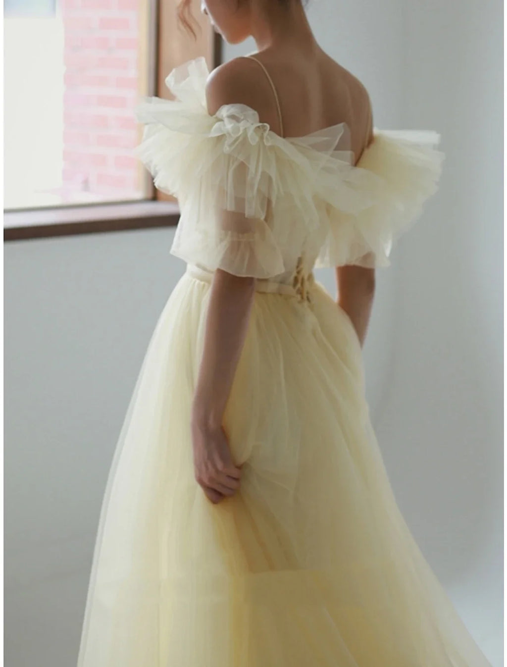A-Line V-Neck Chiffon Short Sleeve Ruffled Mini Evening Gown - Chloe Dress