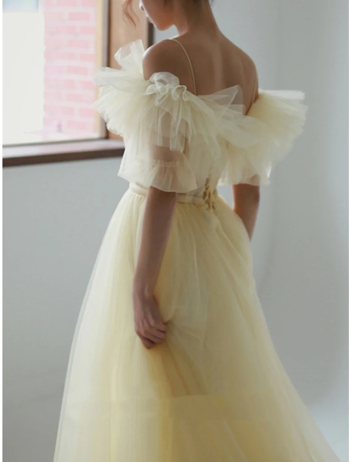 A-Line V-Neck Chiffon Short Sleeve Ruffled Mini Evening Gown - Chloe Dress