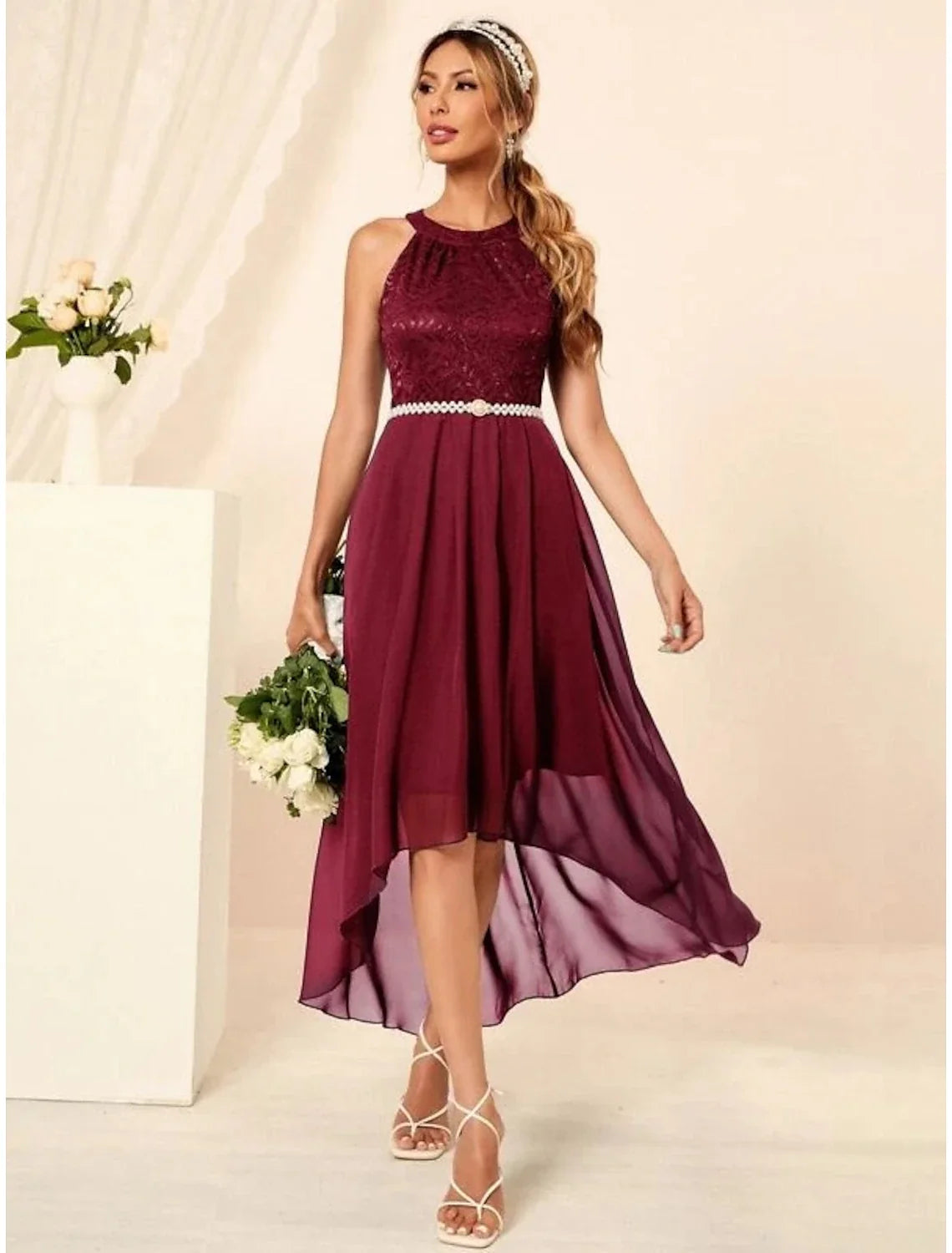 A-Line Halter Sleeveless Pleated Mini Cocktail Dress - Chloe Dress