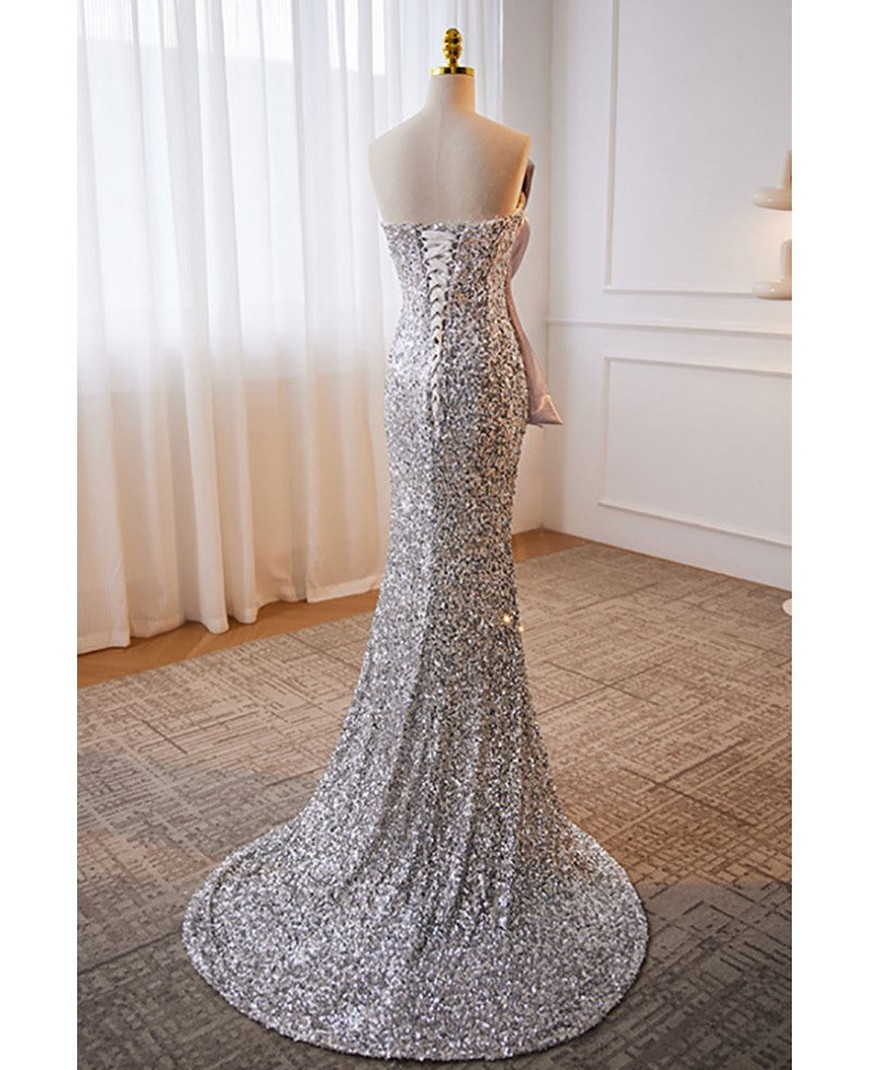 Lavender Mermaid Off-Shoulder Sequin Sleeveless Backless Floor-Length Evening Dress - Chloe Dress