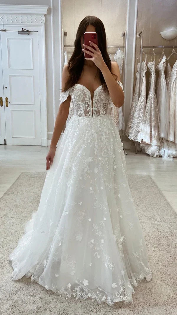 A-Line Sweetheart Lace Wedding Dress - Chloe Dress
