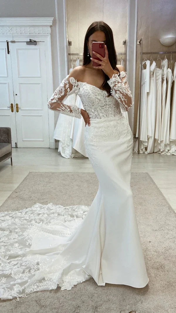 Empire Waist Long Sleeve Wedding Dress - Chloe Dress