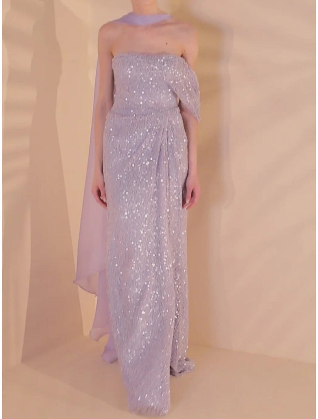 A-Line Strapless Sequin Sleeveless High Slit Evening Gown - Chloe Dress