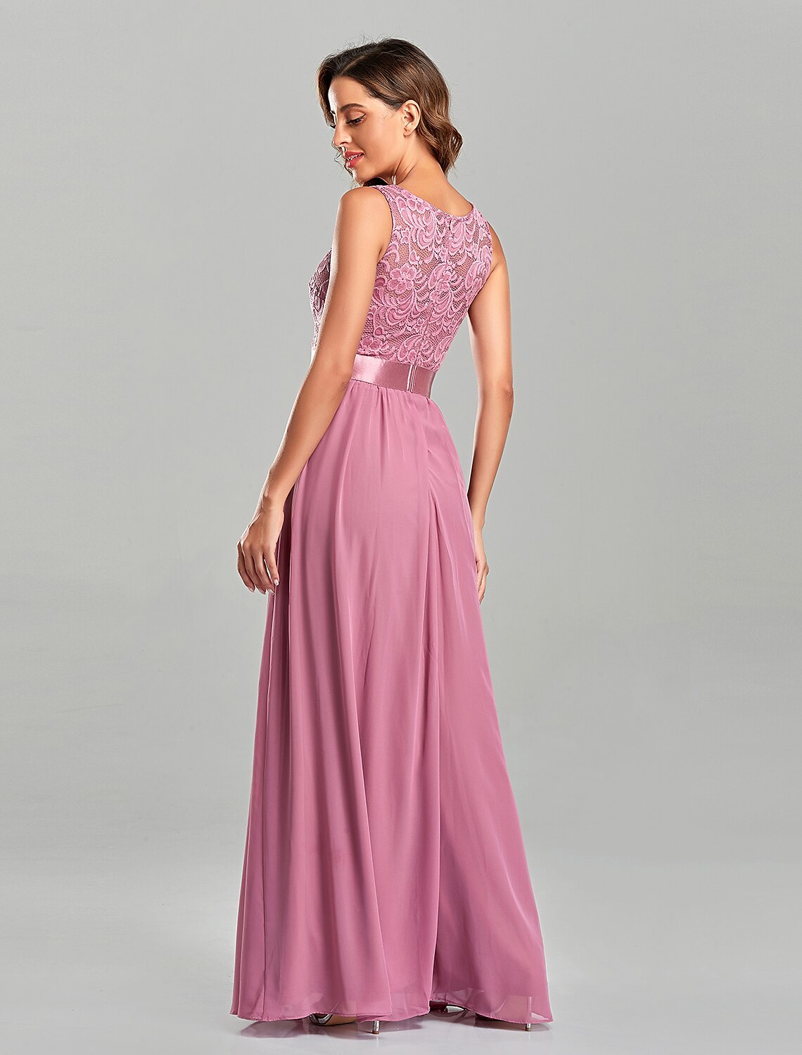 A-Line Chiffon Short Sleeve Floor-Length Evening Gown - Chloe Dress
